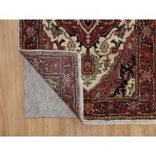 Load image into Gallery viewer, 2&#39;7&quot;x6&#39;1&quot; Swan White, Antiqued Fine Heriz Re-creation, Medallions Design, Hand Knotted, Hand Spun New Zealand Wool, Soft Pile, Vegetable Dyes, Runner, Oriental Rug FWR551616
