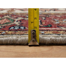 Load image into Gallery viewer, 2&#39;7&quot;x6&#39;1&quot; Swan White, Antiqued Fine Heriz Re-creation, Medallions Design, Hand Knotted, Hand Spun New Zealand Wool, Soft Pile, Vegetable Dyes, Runner, Oriental Rug FWR551616