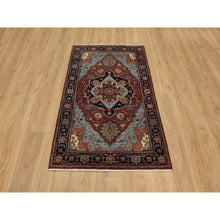 Load image into Gallery viewer, 3&#39;1&quot;x5&#39;2&quot; Brick Red, Antiqued Fine Heriz Re-creation, Medallion Design, Hand Knotted, Hand Spun New Zealand Wool, Soft Pile, Vegetable Dyes, Oriental Rug FWR551622