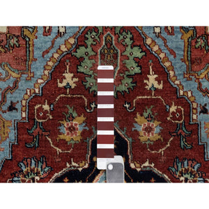 3'1"x5'2" Brick Red, Antiqued Fine Heriz Re-creation, Medallion Design, Hand Knotted, Hand Spun New Zealand Wool, Soft Pile, Vegetable Dyes, Oriental Rug FWR551622