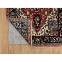 Load image into Gallery viewer, 3&#39;x5&#39; Berry Red, Hand Knotted, Hand Spun New Zealand Wool, Soft Pile, Vegetable Dyes, Antiqued Fine Heriz Re-creation, Medallion Design, Oriental Rug FWR551628