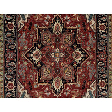Load image into Gallery viewer, 3&#39;x5&#39; Berry Red, Hand Knotted, Hand Spun New Zealand Wool, Soft Pile, Vegetable Dyes, Antiqued Fine Heriz Re-creation, Medallion Design, Oriental Rug FWR551628
