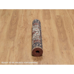 3'x5' Berry Red, Hand Knotted, Hand Spun New Zealand Wool, Soft Pile, Vegetable Dyes, Antiqued Fine Heriz Re-creation, Medallion Design, Oriental Rug FWR551628