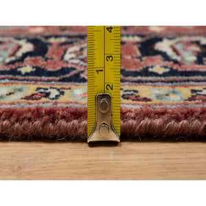 3'x5' Berry Red, Hand Knotted, Hand Spun New Zealand Wool, Soft Pile, Vegetable Dyes, Antiqued Fine Heriz Re-creation, Medallion Design, Oriental Rug FWR551628