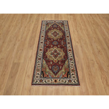 Load image into Gallery viewer, 2&#39;7&quot;x6&#39;2&quot; Barn Red, Antiqued Fine Heriz Re-creation, Medallions Design, Hand Knotted, Hand Spun New Zealand Wool, Soft Pile, Vegetable Dyes, Runner, Oriental Rug FWR551634