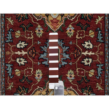 Load image into Gallery viewer, 2&#39;7&quot;x6&#39;2&quot; Barn Red, Antiqued Fine Heriz Re-creation, Medallions Design, Hand Knotted, Hand Spun New Zealand Wool, Soft Pile, Vegetable Dyes, Runner, Oriental Rug FWR551634
