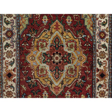 Load image into Gallery viewer, 2&#39;7&quot;x6&#39;2&quot; Barn Red, Antiqued Fine Heriz Re-creation, Medallions Design, Hand Knotted, Hand Spun New Zealand Wool, Soft Pile, Vegetable Dyes, Runner, Oriental Rug FWR551634