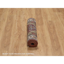 Load image into Gallery viewer, 2&#39;7&quot;x6&#39;2&quot; Barn Red, Antiqued Fine Heriz Re-creation, Medallions Design, Hand Knotted, Hand Spun New Zealand Wool, Soft Pile, Vegetable Dyes, Runner, Oriental Rug FWR551634