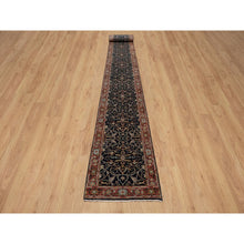 Load image into Gallery viewer, 2&#39;8&quot;x28&#39; Navy Blue, Hand Knotted, Hand Spun New Zealand Wool, Soft Pile, Vegetable Dyes, Antiqued Fine Heriz Re-creation, All Over Design, Xl Runner, Oriental Rug FWR551646