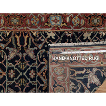 Load image into Gallery viewer, 2&#39;8&quot;x28&#39; Navy Blue, Hand Knotted, Hand Spun New Zealand Wool, Soft Pile, Vegetable Dyes, Antiqued Fine Heriz Re-creation, All Over Design, Xl Runner, Oriental Rug FWR551646