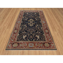 Load image into Gallery viewer, 6&#39;x9&#39;3&quot; Braves Navy Blue, Hand Knotted, Hand Spun New Zealand Wool, Soft Pile, Vegetable Dyes, Antiqued Fine Heriz Re-creation, All Over Design, Oriental Rug FWR551652