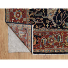 Load image into Gallery viewer, 6&#39;x9&#39;3&quot; Braves Navy Blue, Hand Knotted, Hand Spun New Zealand Wool, Soft Pile, Vegetable Dyes, Antiqued Fine Heriz Re-creation, All Over Design, Oriental Rug FWR551652