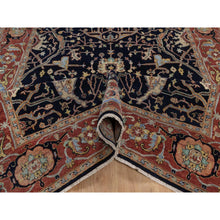 Load image into Gallery viewer, 6&#39;x9&#39;3&quot; Braves Navy Blue, Hand Knotted, Hand Spun New Zealand Wool, Soft Pile, Vegetable Dyes, Antiqued Fine Heriz Re-creation, All Over Design, Oriental Rug FWR551652