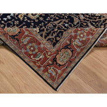 Load image into Gallery viewer, 6&#39;x9&#39;3&quot; Braves Navy Blue, Hand Knotted, Hand Spun New Zealand Wool, Soft Pile, Vegetable Dyes, Antiqued Fine Heriz Re-creation, All Over Design, Oriental Rug FWR551652
