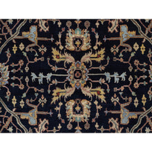 Load image into Gallery viewer, 6&#39;x9&#39;3&quot; Braves Navy Blue, Hand Knotted, Hand Spun New Zealand Wool, Soft Pile, Vegetable Dyes, Antiqued Fine Heriz Re-creation, All Over Design, Oriental Rug FWR551652