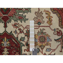 Load image into Gallery viewer, 7&#39;10&quot;x10&#39;3&quot; Alabaster White, Antiqued Fine Heriz Re-creation, Medallion Design, Hand Knotted, Hand Spun New Zealand Wool, Soft Pile, Vegetable Dyes, Oriental Rug FWR551664