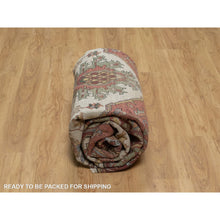 Load image into Gallery viewer, 7&#39;10&quot;x10&#39;3&quot; Alabaster White, Antiqued Fine Heriz Re-creation, Medallion Design, Hand Knotted, Hand Spun New Zealand Wool, Soft Pile, Vegetable Dyes, Oriental Rug FWR551664