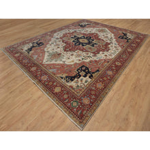 Load image into Gallery viewer, 11&#39;10&quot;x15&#39;3&quot; Cream White, Hand Knotted, Hand Spun New Zealand Wool, Soft Pile, Vegetable Dyes, Antiqued Fine Heriz Re-creation, Medallion Design, Oversized, Xl, Oriental Rug FWR551682
