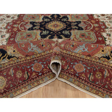 Load image into Gallery viewer, 11&#39;10&quot;x15&#39;3&quot; Cream White, Hand Knotted, Hand Spun New Zealand Wool, Soft Pile, Vegetable Dyes, Antiqued Fine Heriz Re-creation, Medallion Design, Oversized, Xl, Oriental Rug FWR551682