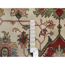 Load image into Gallery viewer, 11&#39;10&quot;x15&#39;3&quot; Cream White, Hand Knotted, Hand Spun New Zealand Wool, Soft Pile, Vegetable Dyes, Antiqued Fine Heriz Re-creation, Medallion Design, Oversized, Xl, Oriental Rug FWR551682