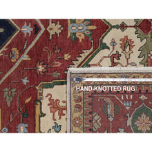 Load image into Gallery viewer, 11&#39;10&quot;x15&#39;3&quot; Cream White, Hand Knotted, Hand Spun New Zealand Wool, Soft Pile, Vegetable Dyes, Antiqued Fine Heriz Re-creation, Medallion Design, Oversized, Xl, Oriental Rug FWR551682