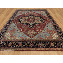 Load image into Gallery viewer, 14&#39;2&quot;x14&#39;2&quot; Brick Red, Hand Knotted, Hand Spun New Zealand Wool, Soft Pile, Vegetable Dyes, Antiqued Fine Heriz Re-creation, Medallion Design, Square, Oriental Rug FWR551688