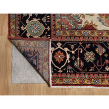 Load image into Gallery viewer, 14&#39;2&quot;x14&#39;2&quot; Brick Red, Hand Knotted, Hand Spun New Zealand Wool, Soft Pile, Vegetable Dyes, Antiqued Fine Heriz Re-creation, Medallion Design, Square, Oriental Rug FWR551688