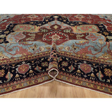 Load image into Gallery viewer, 14&#39;2&quot;x14&#39;2&quot; Brick Red, Hand Knotted, Hand Spun New Zealand Wool, Soft Pile, Vegetable Dyes, Antiqued Fine Heriz Re-creation, Medallion Design, Square, Oriental Rug FWR551688