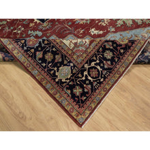 Load image into Gallery viewer, 14&#39;2&quot;x14&#39;2&quot; Brick Red, Hand Knotted, Hand Spun New Zealand Wool, Soft Pile, Vegetable Dyes, Antiqued Fine Heriz Re-creation, Medallion Design, Square, Oriental Rug FWR551688