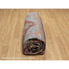 Load image into Gallery viewer, 14&#39;2&quot;x14&#39;2&quot; Brick Red, Hand Knotted, Hand Spun New Zealand Wool, Soft Pile, Vegetable Dyes, Antiqued Fine Heriz Re-creation, Medallion Design, Square, Oriental Rug FWR551688