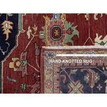 Load image into Gallery viewer, 14&#39;2&quot;x14&#39;2&quot; Brick Red, Hand Knotted, Hand Spun New Zealand Wool, Soft Pile, Vegetable Dyes, Antiqued Fine Heriz Re-creation, Medallion Design, Square, Oriental Rug FWR551688
