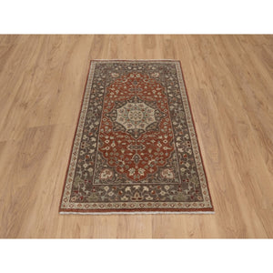 3'x5'1" Rust Red, Antiqued Tabriz With Haji Jalili Design, Hand Knotted, 100% Wool, Vegetable Dyes, Soft Pile, Denser Weave, Oriental Rug FWR551694