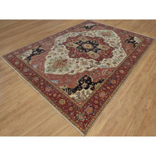 Load image into Gallery viewer, 9&#39;x12&#39;2&quot; Chiffon White, Hand Knotted, Antiqued Fine Heriz Re-creation, Medallion Design, Hand Spun New Zealand Wool, Soft Pile, Vegetable Dyes, Oriental Rug FWR551700