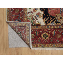 Load image into Gallery viewer, 9&#39;x12&#39;2&quot; Chiffon White, Hand Knotted, Antiqued Fine Heriz Re-creation, Medallion Design, Hand Spun New Zealand Wool, Soft Pile, Vegetable Dyes, Oriental Rug FWR551700