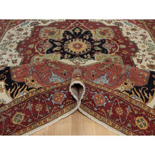 Load image into Gallery viewer, 9&#39;x12&#39;2&quot; Chiffon White, Hand Knotted, Antiqued Fine Heriz Re-creation, Medallion Design, Hand Spun New Zealand Wool, Soft Pile, Vegetable Dyes, Oriental Rug FWR551700