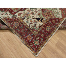 Load image into Gallery viewer, 9&#39;x12&#39;2&quot; Chiffon White, Hand Knotted, Antiqued Fine Heriz Re-creation, Medallion Design, Hand Spun New Zealand Wool, Soft Pile, Vegetable Dyes, Oriental Rug FWR551700