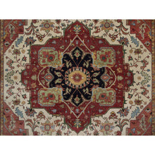 Load image into Gallery viewer, 9&#39;x12&#39;2&quot; Chiffon White, Hand Knotted, Antiqued Fine Heriz Re-creation, Medallion Design, Hand Spun New Zealand Wool, Soft Pile, Vegetable Dyes, Oriental Rug FWR551700