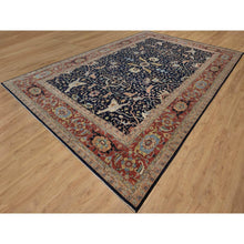 Load image into Gallery viewer, 12&#39;x18&#39; Midnight Blue, Hand Knotted, Hand Spun New Zealand Wool, Soft Pile, Vegetable Dyes, Antiqued Fine Heriz Re-creation, All Over Design, Oversized, Xl, Oriental Rug FWR551706