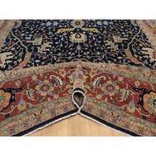 Load image into Gallery viewer, 12&#39;x18&#39; Midnight Blue, Hand Knotted, Hand Spun New Zealand Wool, Soft Pile, Vegetable Dyes, Antiqued Fine Heriz Re-creation, All Over Design, Oversized, Xl, Oriental Rug FWR551706