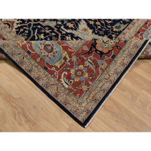 Load image into Gallery viewer, 12&#39;x18&#39; Midnight Blue, Hand Knotted, Hand Spun New Zealand Wool, Soft Pile, Vegetable Dyes, Antiqued Fine Heriz Re-creation, All Over Design, Oversized, Xl, Oriental Rug FWR551706