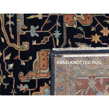 Load image into Gallery viewer, 12&#39;x18&#39; Midnight Blue, Hand Knotted, Hand Spun New Zealand Wool, Soft Pile, Vegetable Dyes, Antiqued Fine Heriz Re-creation, All Over Design, Oversized, Xl, Oriental Rug FWR551706