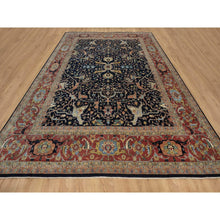 Load image into Gallery viewer, 11&#39;10&quot;x15&#39;1&quot; Midnight Blue, Hand Spun New Zealand Wool, Soft Pile, Vegetable Dyes, Antiqued Fine Heriz Re-creation, All Over Design, Hand Knotted, Oversized, Xl, Oriental Rug FWR551712