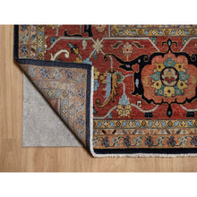 Load image into Gallery viewer, 11&#39;10&quot;x15&#39;1&quot; Midnight Blue, Hand Spun New Zealand Wool, Soft Pile, Vegetable Dyes, Antiqued Fine Heriz Re-creation, All Over Design, Hand Knotted, Oversized, Xl, Oriental Rug FWR551712