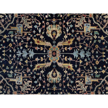 Load image into Gallery viewer, 11&#39;10&quot;x15&#39;1&quot; Midnight Blue, Hand Spun New Zealand Wool, Soft Pile, Vegetable Dyes, Antiqued Fine Heriz Re-creation, All Over Design, Hand Knotted, Oversized, Xl, Oriental Rug FWR551712