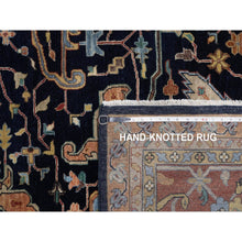 Load image into Gallery viewer, 11&#39;10&quot;x15&#39;1&quot; Midnight Blue, Hand Spun New Zealand Wool, Soft Pile, Vegetable Dyes, Antiqued Fine Heriz Re-creation, All Over Design, Hand Knotted, Oversized, Xl, Oriental Rug FWR551712
