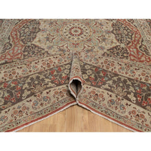 Load image into Gallery viewer, 10&#39;x14&#39; Brick Red, Antiqued Tabriz With Haji Jalili Design, Hand Knotted, 100% Wool, Vegetable Dyes, Soft Pile, Denser Weave, Oriental Rug FWR551736