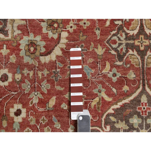 10'x14' Brick Red, Antiqued Tabriz With Haji Jalili Design, Hand Knotted, 100% Wool, Vegetable Dyes, Soft Pile, Denser Weave, Oriental Rug FWR551736