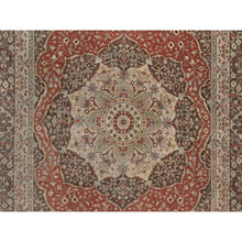 Load image into Gallery viewer, 10&#39;x14&#39; Brick Red, Antiqued Tabriz With Haji Jalili Design, Hand Knotted, 100% Wool, Vegetable Dyes, Soft Pile, Denser Weave, Oriental Rug FWR551736