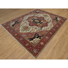 Load image into Gallery viewer, 8&#39;x10&#39;2&quot; Parchment White, Antiqued Fine Heriz Re-creation, Medallion Design, Hand Spun New Zealand Wool, Soft Pile, Vegetable Dyes, Hand Knotted, Oriental Rug FWR551748