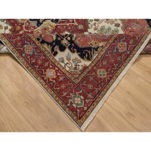 Load image into Gallery viewer, 8&#39;x10&#39;2&quot; Parchment White, Antiqued Fine Heriz Re-creation, Medallion Design, Hand Spun New Zealand Wool, Soft Pile, Vegetable Dyes, Hand Knotted, Oriental Rug FWR551748
